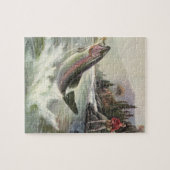 Vintager Regenbogenforellenfisch, Fischfang Puzzle (Horizontal)