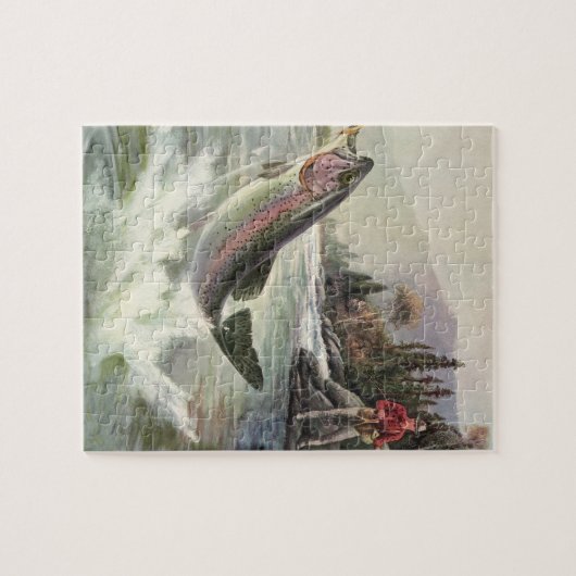 Vintager Regenbogenforellenfisch, Fischfang Puzzle (Horizontal)