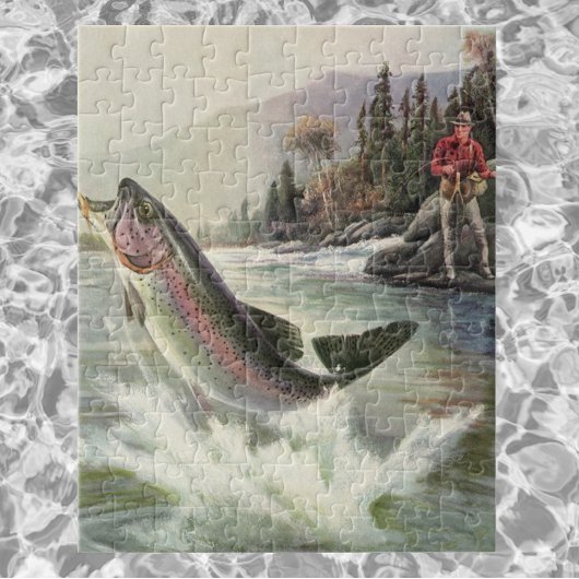 Vintager Regenbogenforellenfisch, Fischfang Puzzle