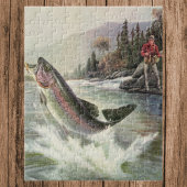 Vintager Regenbogenforellenfisch, Fischfang Puzzle