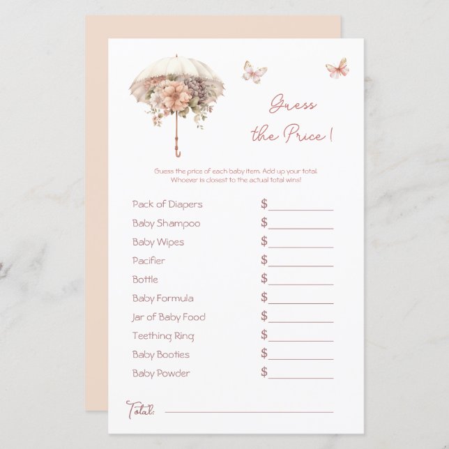 Vintager Regenschirm Pink Babydusche Preis Rate (Vorne/Hinten)