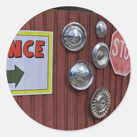 Vintager Reifenspeicher Runder Aufkleber (Vorderseite)