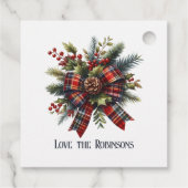 Vintager Reiher Kariertes Wappen Monogramm Urlaub Geschenkanhänger (Rückseite)