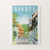 Vintager Reise-Posten Aarhus Danmark Puzzle (Vertikal)