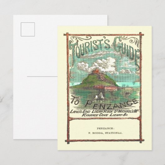 Vintager Reiseführer für Penzance Postkarte (Vorne/Hinten)