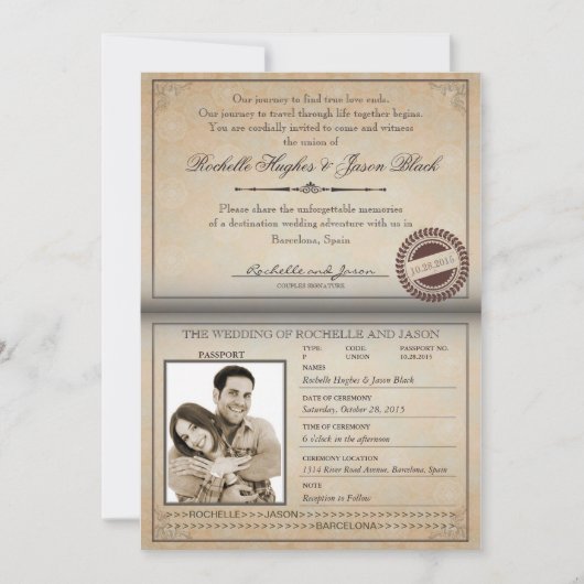 Vintager Reisepass Einladung (Vorderseite)