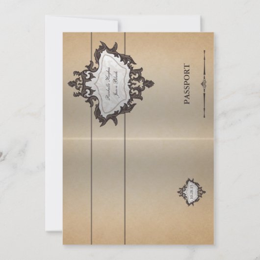 Vintager Reisepass Einladung (Rückseite)