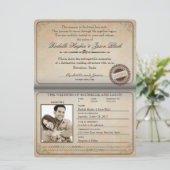 Vintager Reisepass - Einladung 8.75 x 6.5 (Stehend Vorderseite)