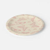 Vintager reizender rosa Schmetterling Pappteller (Schrägansicht)