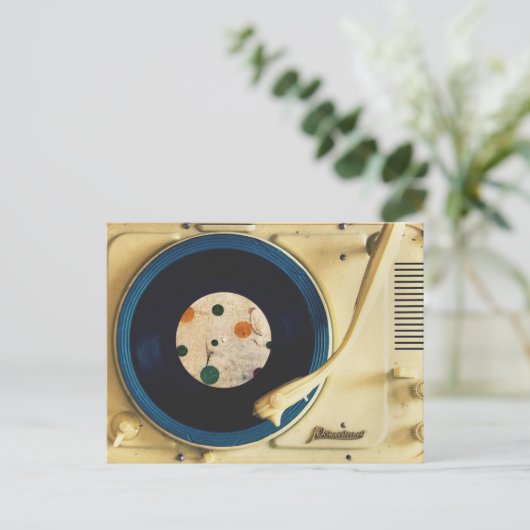 Vintager Rekordspieler Postkarte (Stehend Vorderseite)