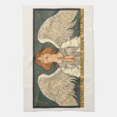Vintager religiöser Engel Gebet mit Goldstars Geschirrtuch (Vertikal)