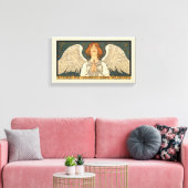 Vintager religiöser Engel Gebet mit Goldstars Leinwanddruck (Insitu (Wohnzimmer))