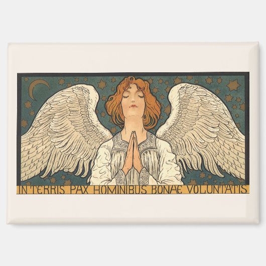 Vintager religiöser Engel Gebet mit Goldstars Magnet (Vorderseite)