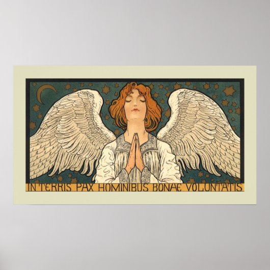 Vintager religiöser Engel Gebet mit Goldstars Poster (Vorne)