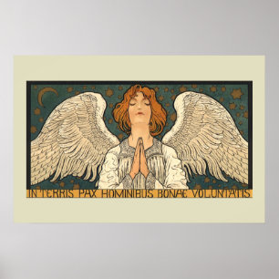 Vintager religiöser Engel Gebet mit Goldstars Poster