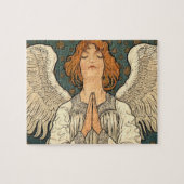 Vintager religiöser Engel Gebet mit Goldstars Puzzle (Horizontal)