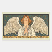 Vintager religiöser Engel Gebet mit Goldstars Rechteckiger Aufkleber (Vorderseite)