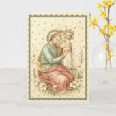 Vintager religiöser Jesus, der heilige Joseph krön Karte (Gelbe Blume)