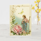 Vintager religiöser Jesus guter Schäferhund Karte (Gelbe Blume)