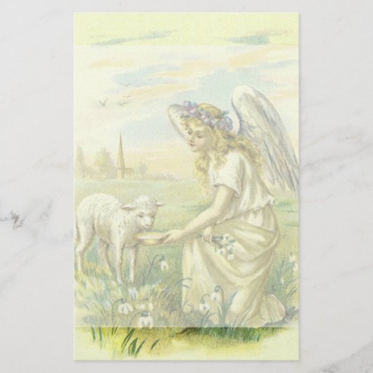 Vintager religiöser Osterngel mit Lamm Viktorianis Briefpapier (Vorderseite)