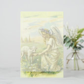 Vintager religiöser Osterngel mit Lamm Viktorianis Briefpapier (Stehend Vorderseite)