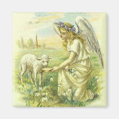 Vintager religiöser Osterngel mit Lamm Viktorianis Magnet (Vorne)