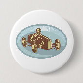 Vintager Rennfahrer Klassische Motorsport Kunst Button (Vorderseite)