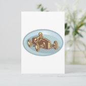 Vintager Rennfahrer Klassische Motorsport Kunst Einladung (Stehend Vorderseite)