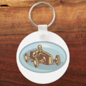 Vintager Rennfahrer Klassische Motorsport Kunst Schlüsselanhänger (Vorderseite)
