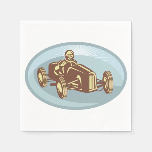 Vintager Rennfahrer Klassische Motorsport Kunst Serviette (Vorderseite)