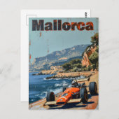 Vintager Rennwagen auf Mallorca Postkarte (Vorne/Hinten)