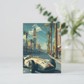 Vintager Rennwagen in Las Vega Postkarte (Stehend Vorderseite)