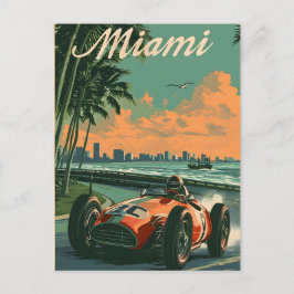 Vintager Rennwagen in Miami Postkarte