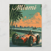 Vintager Rennwagen in Miami Postkarte (Vorderseite)