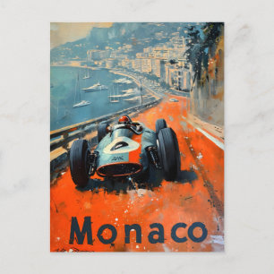 Vintager Rennwagen in Monaco Kunst Postkarte