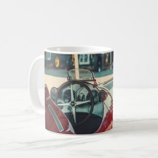 Vintager Rennwagen Kaffeetasse (Vorderseite Links)
