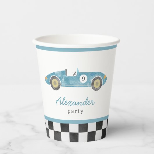 Vintager Rennwagen Pappbecher (Vorderseite)