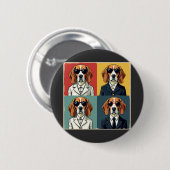 Vintager Rerto Beagle Dog 70er Style Sonnenbrille Button (Vorne & Hinten)