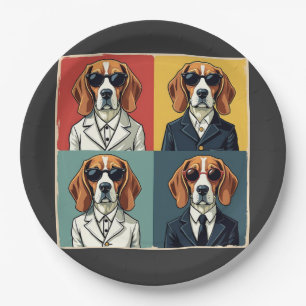 Vintager Rerto Beagle Dog 70er Style Sonnenbrille Pappteller
