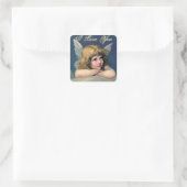 Vintager Restangel - I Liebe You- Square Stickers (Tasche)