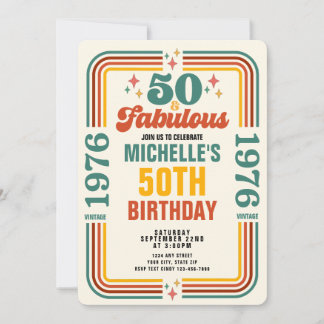 Vintager Retro 50 und wunderbarer Geburtstag Einladung
