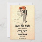 Vintager Retro-50er alte rustikale Hochzeit Sicher Einladung (Vorderseite)