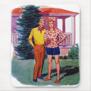 Vintager Retro 50er homosexuelle Mann-Bob und Rob Mousepad