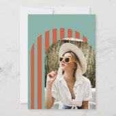 Vintager Retro-70er Terracotta Arche Foto Abschlus Einladung (Rückseite)