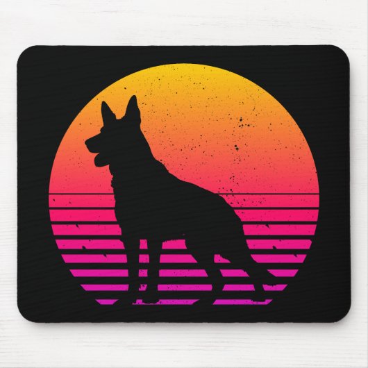 Vintager Retro 80er Jahre Style German Shepherd Mousepad (Vorne)