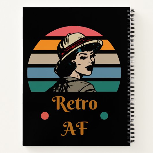 Vintager "Retro AF" Funny Rainbow Notizblock (Rückseite)