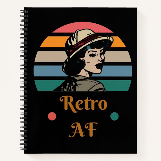 Vintager "Retro AF" Funny Rainbow Notizblock (Vorderseite)