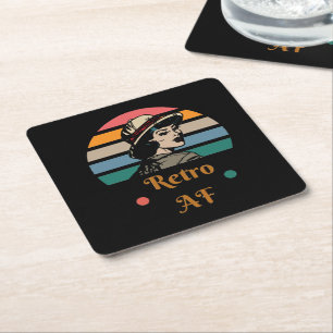 Vintager "Retro AF" Funny Rainbow Rechteckiger Pappuntersetzer
