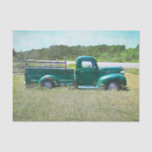 Vintager Retro Alte Rustikale Grüne Farm Abholwage