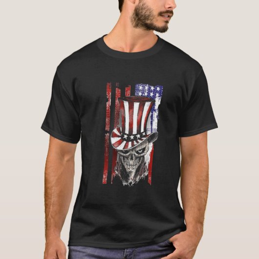 Vintager Retro-amerikanischer Fahnenschädel, patri T-Shirt (Vorderseite)